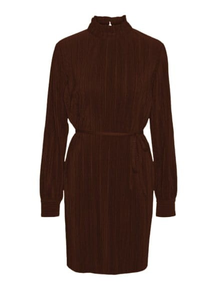 Bordowa sukienka plisowana pasek (XS)