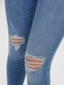Niebieskie jeansy rurki dziury (XS)