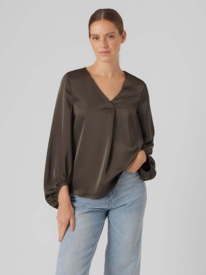 Satynowa bluzka khaki (S)