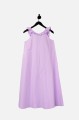 Liliowa sukienka falbana midi