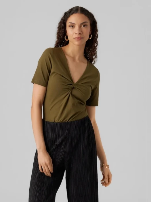 Bawełniana bluzka v neck (S)