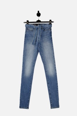Niebieskie jeansy pasek (S)