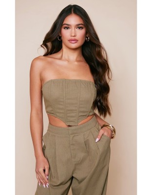 Asymetryczny top khaki (38)