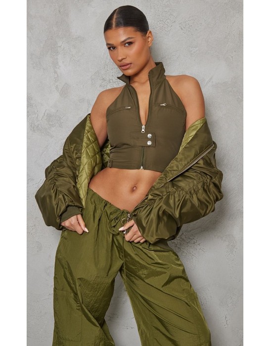Khaki top bez rękawów zamek (44)