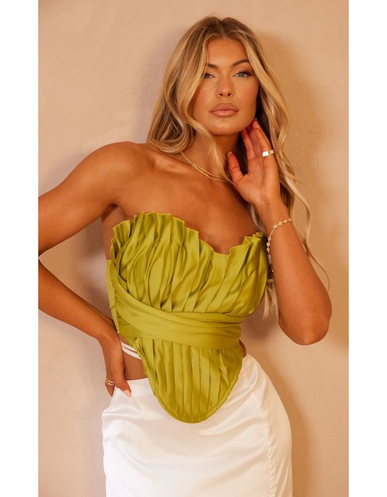 Oliwkowy gorsetowy top (40)