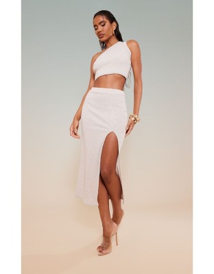 Beżowy top one shoulder (42)