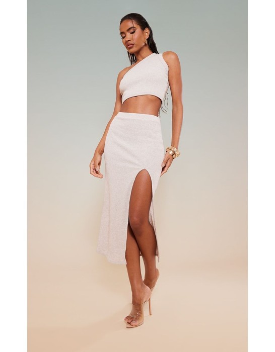 Beżowy top one shoulder (42)