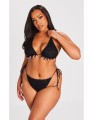 Wiązany czarny top bikini (44)