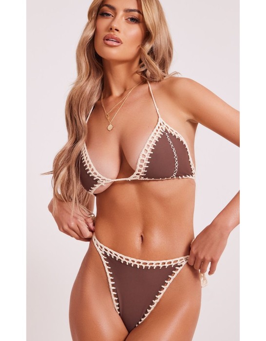 Brązowy dół bikini wiązanie (34)