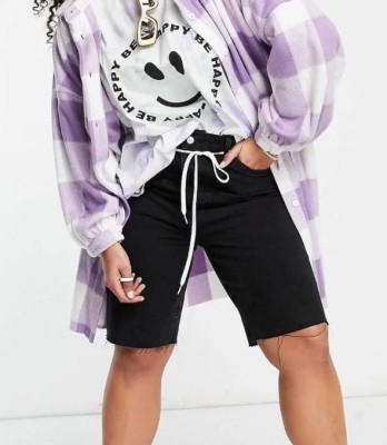 Czarne jeansowe spodenki guziki (42)