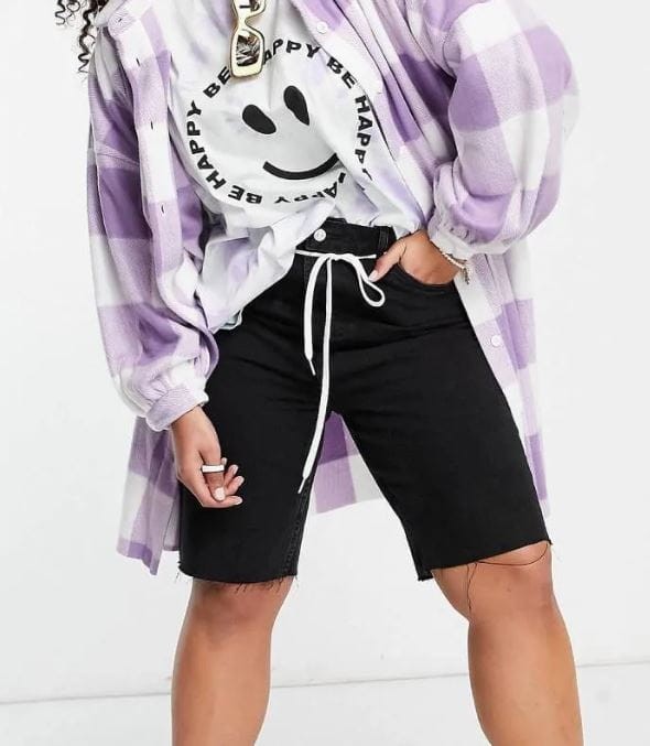 Czarne jeansowe spodenki guziki (42)