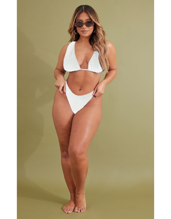 Biały marszczony top bikini (34)
