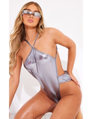 Metaliczne srebrne monokini (38)