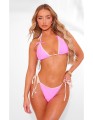 Różowy trójkątny top bikini (40)