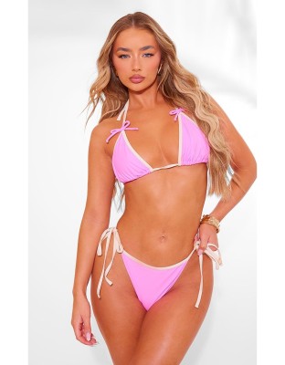 Różowy trójkątny top bikini (38)