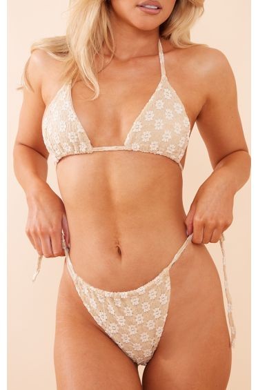 Beżowy top bikini wzór (38)