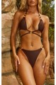 Brązowy wiązany top bikini (38)