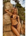 Brązowy wiązany top bikini (38)