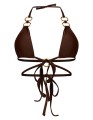 Brązowy wiązany top bikini (38)