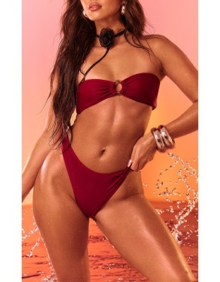 Czerwony gładki dół bikini (38)