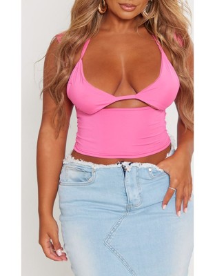 Różowy gładki bralet (34)