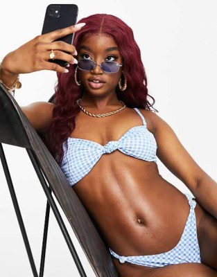 Dwukolorowy biustonosz bikini wzór (XS)