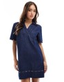 Jeansowa sukienka mini kołnierz (36-38)