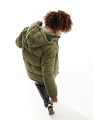 Puchowa kurtka khaki kaptur (XS)