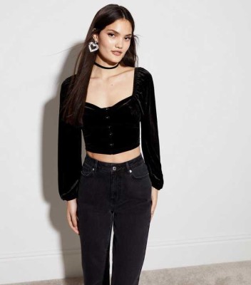 Welurowy top bufiaste rękawy (42)