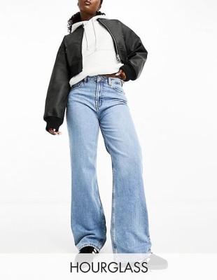 Niebieskie proste jeansy zamek (36/30)