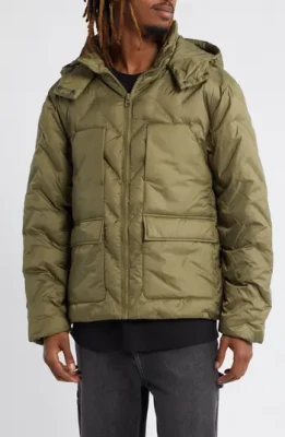 Khaki kurtka kaptur kieszenie (S)