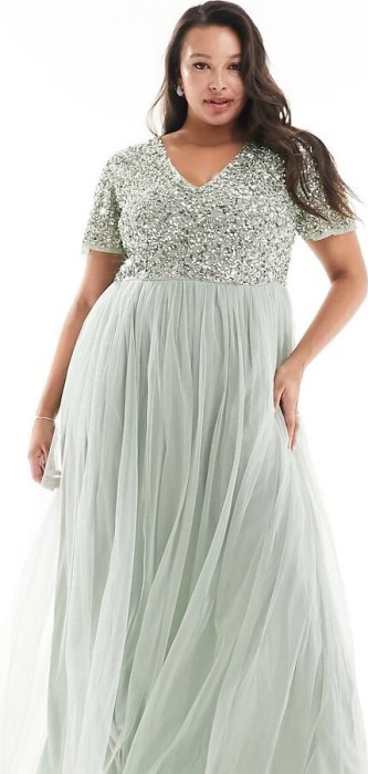 Szałwiowa sukienka maxi cekiny (46)