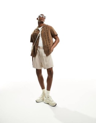 Brązowa koszula hafty (S)