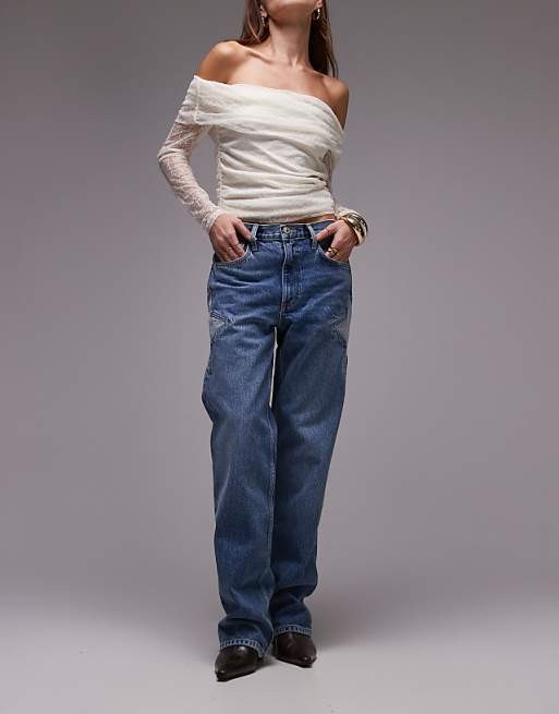Niebieskie proste jeansy (42)