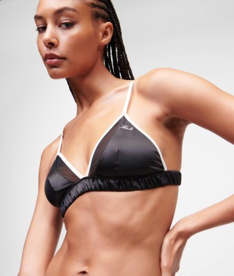 Czarny satynowy bralet (M)