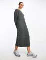 Szara dzianinowa sukienka v neck (S)