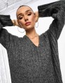 Szara dzianinowa sukienka v neck (S)