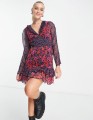 Kolorowa sukienka v neck wzór (34)