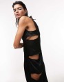 Czarna satynowa sukienka cut out (44)