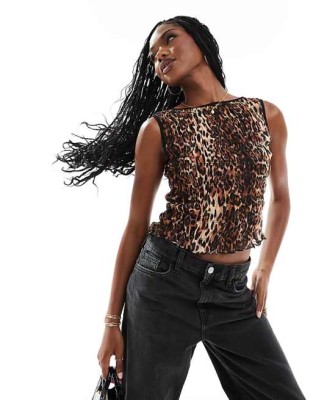 Wzorzysty top bez rękawów (40-42)