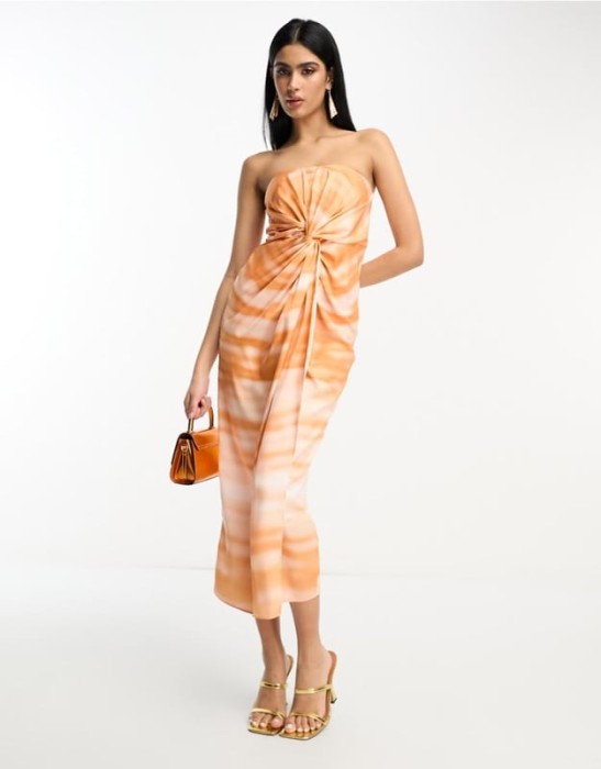 Wzorzysta satynowa sukienka midi (38)