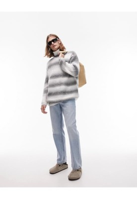 Dwukolorowy pleciony sweter ombre (M)