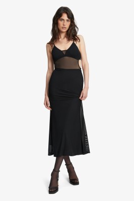 Czarna sukienka midi cut out (L)