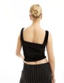 Welurowy czarny top (36-38)