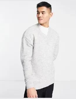 Szary melanżowy sweter oversize (S)