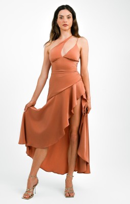 Satynowa asymetryczna sukienka (40)