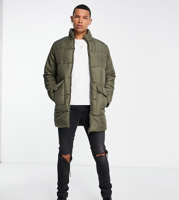 Khaki puchowa kurtka zamek (XS)