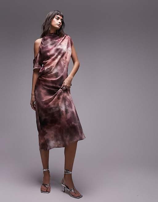 Kolorowa satynowa sukienka midi (38)