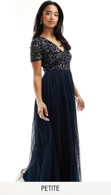 Zdobiona granatowa sukienka (36)