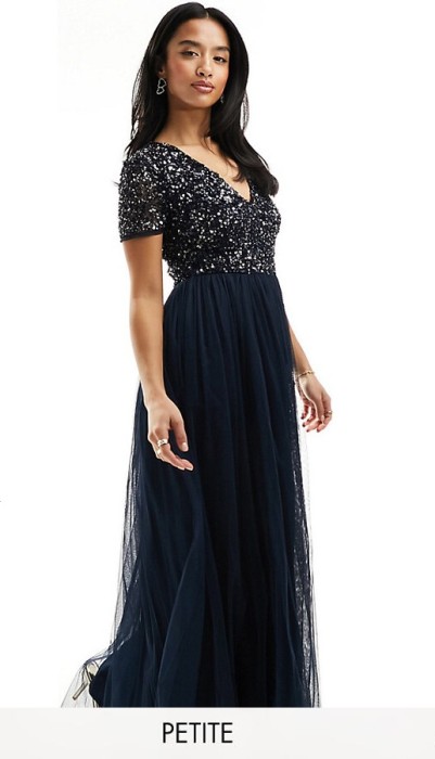 Zdobiona granatowa sukienka (36)